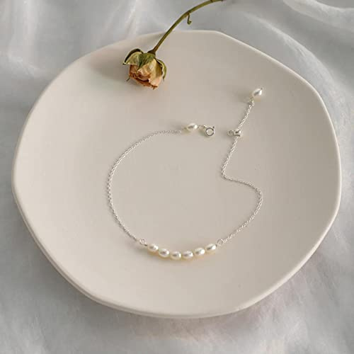 WEAV Fußkettchen Aus Echtem 925er Sterlingsilber Für Frauen Mit Natürlichem Süßwasserperlenschmuck Als Fußgeschenk