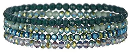 FULU AUTUMN Damen Kristall Perlen Armband Mehrschichtiges Steine Armband Boho Modeschmuck Beste Freundin Geschenke(Green)