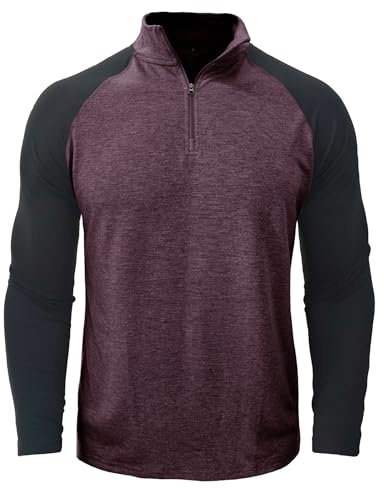 Kuukaas Mens Activewear Long Sleeve Tops 1/4 Zip Running Shirts Outdoor Polo Shirts