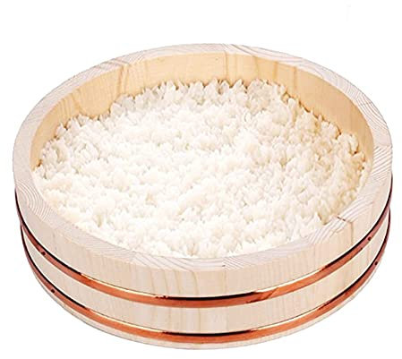 KARFRI Sushi-Reis-Kühlschüssel, Holzfass-Mischreiswanne mit Kupferrand, für Sashimi-Sushi-Reisgericht, 72 x 16 cm (66 x 16 cm)