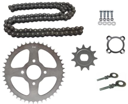 Kettensatz 44er Kettenrad & 11er Ritzel inkl. Kette passend für Hercules Sachs Prima 2 3 4 5 M4 M5 | Komplettset mit Schraubensatz & Kettenspanner (415er Teilung, 122 Glieder)
