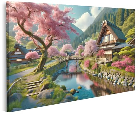 islandburner Tableau sur toile photoréaliste Japon Fleur de cerisier courbes douces Images murales Poster