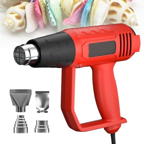 Heat Gun 2000W Hot Air Gun Kit with 4 Nozzles, 300° / 600°C Temperature Settings Power Hot Air Heater Tool for Crafts, Heat Shrink, Paint Stripping, Candle Making - Orange