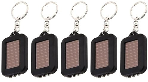 MODOAO Solar LED Schlüsselanhänger Taschenlampe, Mini Tragbare 3 LED Schlüsselanhänger Taschenlampe, Multifunktionale Solar Taschenlampe, für Outdoor Notfall, Schwarz , S