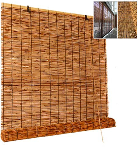 Natürliches Schilfrohr-Bambusrollo, Premium-Retro-Strohrollos für Außen/Innendekoration, dekorative Vorhänge
