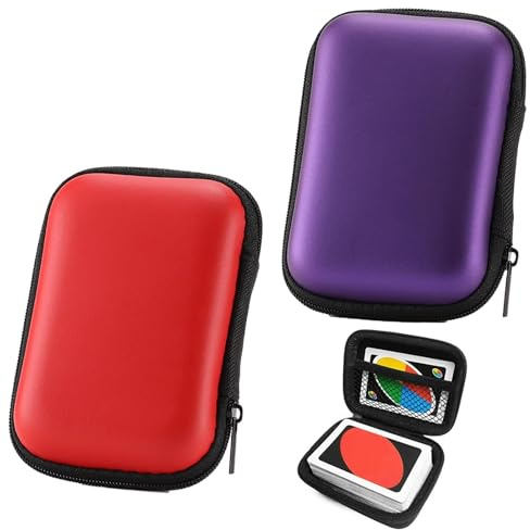MXHBSTP 2 Pcs Case, Playing Card Case, Soft Cloth Playing Card Box Waterproof Card Case Portable Card Holder for Outdoor Gaming/Camping (Red, Purple)