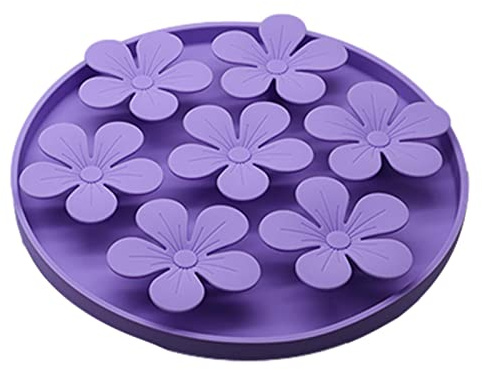 Pet Licky Pad Slow Feeders Lick Mat-Blume Silikonmatte für Fellpflege, Nageltrimmen, Baden, Stressabbau
