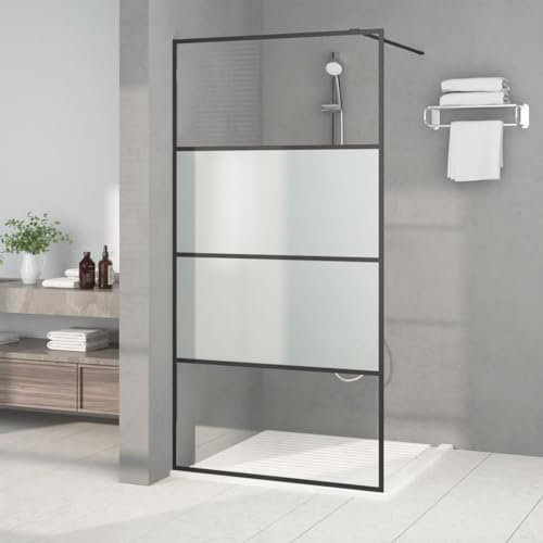 ShGaxin Duschwand für Begehbare Dusche Schwarz 100x195 cm Halbmatt ESG, Duschrückwand, Duschabtrennung, Glaswand Dusche, Duschglaswand, Duschtrennwand - 152127
