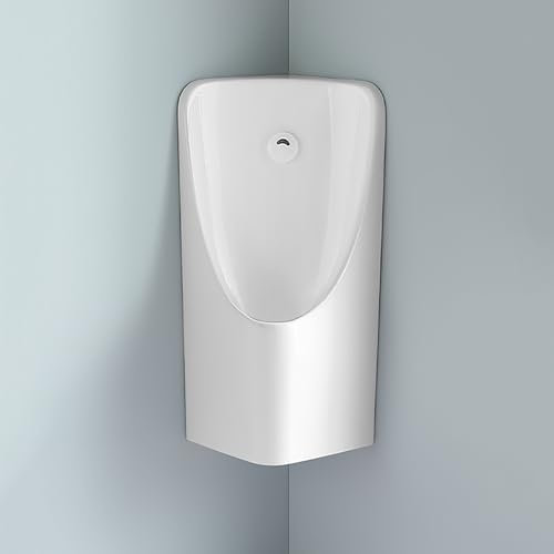 OLSKFUH Eckurinale für Männer, auslaufsicher, automatische Induktionsspülung, Keramik-Urinale, Urinale für Männer, auslaufsicher für die Nacht, Urinale für Männerbadezimmer, Außenurinal, weiß