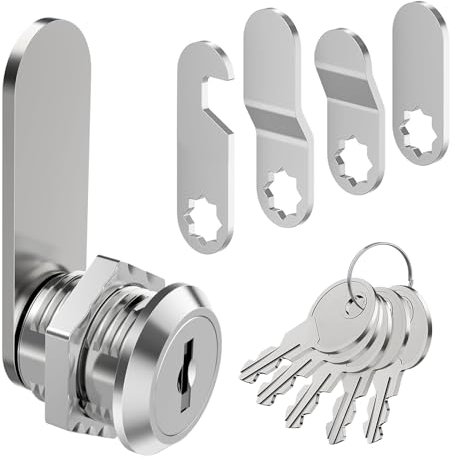 Luabue Serratura Cassetta Postale 16mm con 5 Chiavi, 5 Diverse Piastre di Bloccaggio per Cassetta Delle Lettere, Armadietto e Ante Dell'armadio
