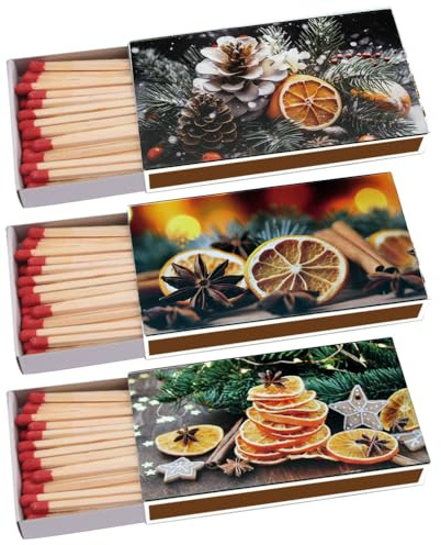 Kaminhölzer Festtage Kaminstreichholz Zigarrenhölzer Pfeifenhölzer 100mm Streichhölzer Kaminanzünder Zündhölzer Zigarre Pfeife Kamin Grill BBQ Kerze Lange Brenndauer (3 Packungen)