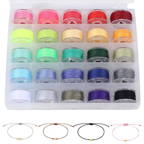 25 Rollen Nähgarn für Nähmaschine, Nähgarn Set mit Unterfadenspulen, Spulen Nähmaschine & Nähzeug, 25 Farben Stickgarn für Stickmaschine, Ideal für Anfänger & Kinder