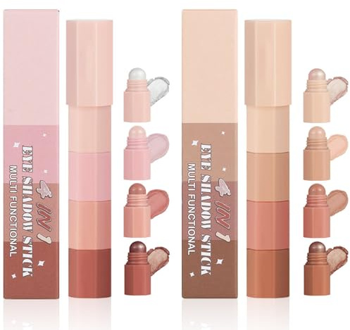 Stick Fard À Paupières Crème, 8 Couleurs Mat Crayon Fard à Paupières Hautement Pigmenté, Longue Durée Imperméable Baton de Fard a Paupiere, Surligneur pour Visage Créer Paillettes Maquillage Des Yeux