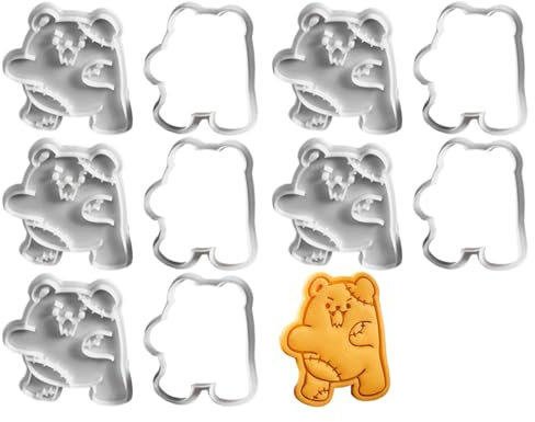 Juego de 5 sellos de masa pequeños, moldes de galletas pequeños en forma de oso, cortadores de galletas de Halloween, moldes adecuados para celebración