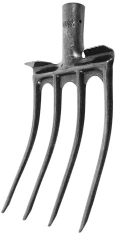 Abaodam Gartengabelkopf Aus Metall Vier Zinken Zum Aufbrechen des Erdreichs Für Mistbeseitigung Im Pferdestall Metallgabelkopf Mit Lochdurchmesser Passend Für Heugabelstiele Und Landwirtsc