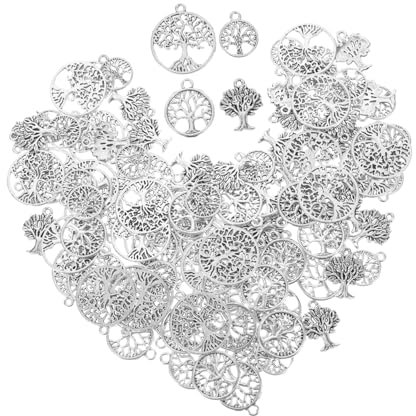Artibetter 100pezzi Albero Della Vita Pendenti in Natalizia Ciondoli Per Collane e Braccialetti Piccoli Ciondoli Per Artigianato Kit Con Perline Per Creazione Gioielli Fai Da Te