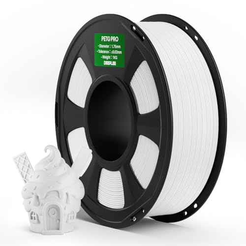 DEEPLEE PETG PRO Filament 1.75mm Weiß 1KG | 1,75 mm PETG 3D-Drucker-Filament, Verbesserte Zähigkeit und Wetterbeständigkeit, FDM-kompatibel