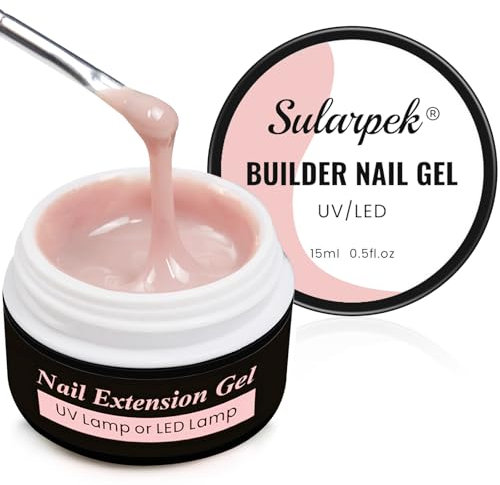 Sularpek Gel Nnägel, 15 ML UV Gel, Aufbaugel für Gelnägel, Acrylgel für Nägel, UV Nagellack für Nägel Reparatur, Verstärkungsverlängerung für Nagelstudio(Milky Rose)