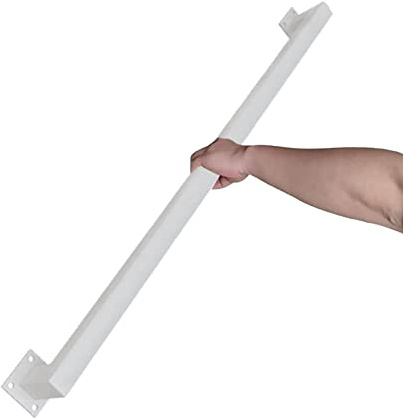 Indoor and Outdoor Stair Handrail 1m to 6m Adjustable Safety Support Bar Square Wall Brackets White Iron Metal Sturdy Stair Railing for Home & Garden