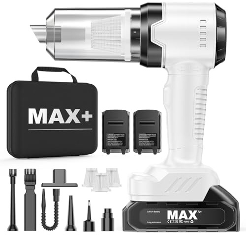 KITBEZN Aspirabriciole Senza Fili, 28000PA Forte Aspirazione, Auto Aspirapolvere 3 in 1, 7500 mAh Aspirapolvere Portatile Ricaricabile per PC, Auto, Divano, Animale Domestico, Cucina