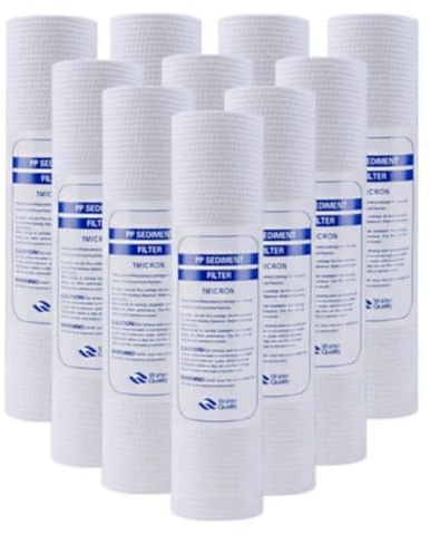 Cpolebev Filtro per L'Acqua Universale da 10 Pezzi Cartuccia Filtrante In Cotone PP Filtri per L'Acqua per Sedimenti Materiale In Polipropilene Durevole Facile da Installare Facile da Usare, 1 Microme