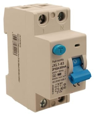 RCCB Interrupteur différentiel pur type F 63A, 1P+N, 2 modules DIN, 300mA, 6000A, AC 230V, IP20