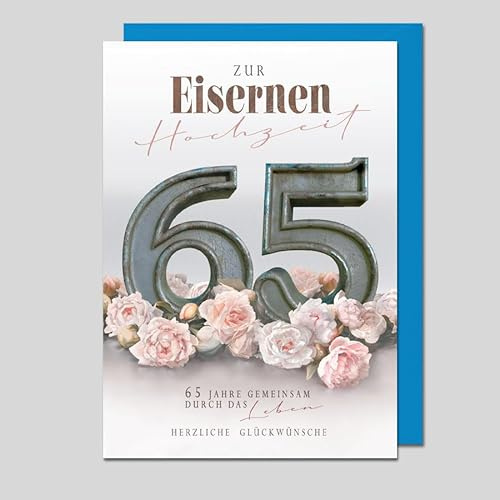 Michel Verlag Glückwunschkarte zur EISERNEN HOCHZEIT | Grußkarte Eiserne Ehe 65 Jahre mit Umschlag | 65. Hochzeitstag Eltern Großeltern | Geschenkidee Jubiläumspaar, Made in DE (65 Jahre)