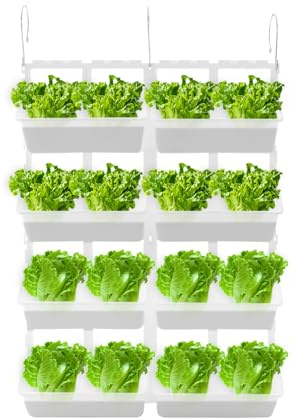 Hurrylying Macetero vertical, jardinera, balcón, ramas de verduras, hierbas, fresas, almacenamiento de agua, para balcón (blanco semitransparente)