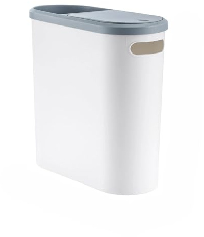 TerraNook 10L Narrow Slim Trash Can with Lid - Compact, Heavy-Duty Plastic Waste Bin for Bathroom, Toilet, Kitchen, Bedroom & Office, White