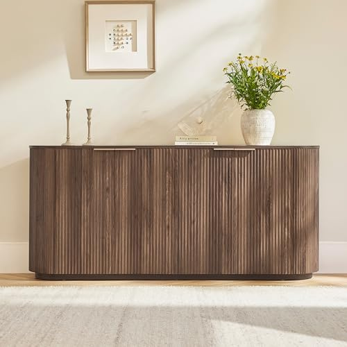 CHITA 70 Sideboard Buffet Cabinet with Storage, Living Room Accent Cabinet with Doors and Adjustable Shelves, for Bar, Kitchen, Walnut