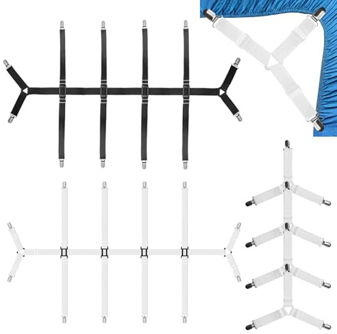 Slvoaujtk 6 Stück Bettlakenspanner Bettlaken Spanner Stretch und Verstellbar Universelle Anwendung für Bettlaken Tischdecken Sofaabdeckungen Campingmatratzen Daunendecken und Überwürfe