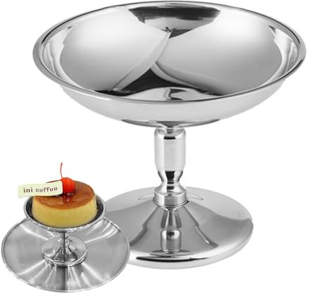 Ciotole da dessert in acciaio, classiche tazze da portata in metallo, calici da dessert con bordi lisci, design impilabile, finitura lucida a specchio, per, budino, insalata, frutta