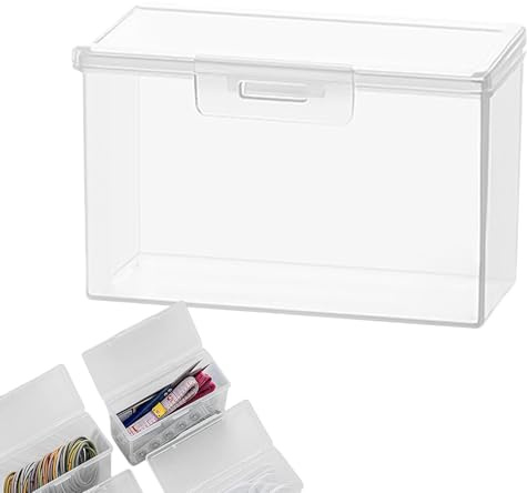 Caja de almacenamiento de cosméticos - Contenedor transparente para bastoncillos de algodón, pinzas para el cabello y bolas de algodón | Contenedor de portátil, almacenamiento de baño compact