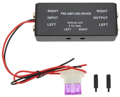 ECSiNG Amplificateur de signal de pilote RCA pré-ampli entrée/sortie réglable de 0,1 à 18 dB pour voiture bateau