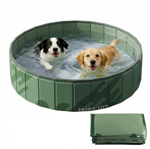 badaren Hundepool, Hundeplanschbecken Faltbare, Verschleißfest und rutschfest Schwimmbad für Haustiere (Grün)
