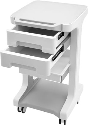 Medizinischer Wagen mit 2 Schublade, Belastbarkeit 50kg Beauty Salon Trolley Mobilwagen Kosmetikwagen aus ABS für Labor Kosmetik, Salon