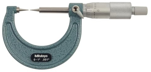 Mitutoyo 112-177 Sonder-Bügelmessschrauben, 0-1 Zoll, 15 Grad Spitze