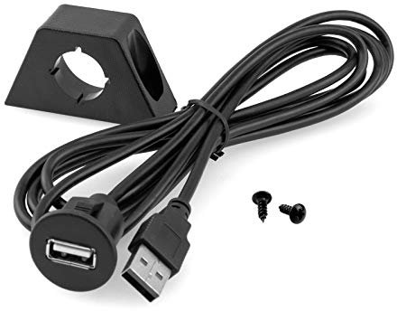 Maxxcount USB Einbau Aufbau Buchse mit Aufbau-Halterung und 1,8m Kabel für Montage in Auto, Motorrad oder zu Hause für z.B. DENSION GATEWAY, XCarLink, DVD-Player, DVB-T Tuner in