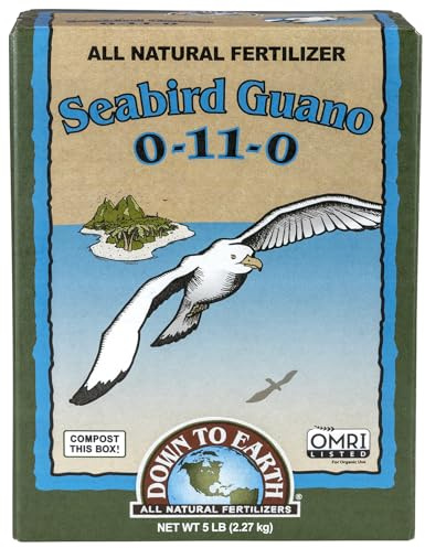 Down To Earth All Natural Fertilizers Organic Seabird Guano - High Phosphorus Plant Food for Buds, Blooms, Flowers 0-11-0, 5 lb