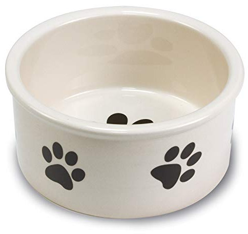 ARQUIVET Ciotola in Ceramica Impronte - Ciotola per Cani e Gatti - 12 cm