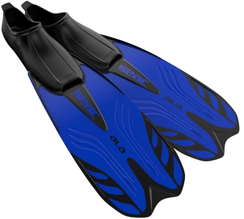 Seac ALA, Flossen mit geschlossenem Fußteil, ideal zum Schnorcheln und Schwimmen, BLAU Metal, 36/37