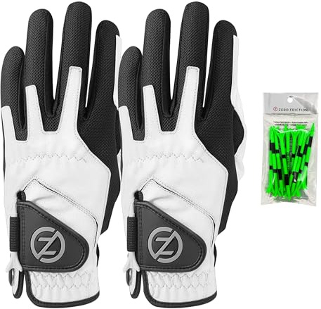 Zero Friction Lot de 2 Gants de Golf de Compression synthétiques pour Main Gauche Taille Unique Blanc
