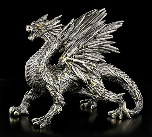 Figuren Shop GmbH Drachen Fantasy-Figur bei dem die Schuppen und Flügeln aus Schwertern bestehen - Swordwing | Gothic-Dekofigur, handbemalt