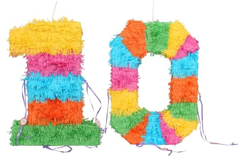Fax Potato Pinata Set mit Stick & Blindfold - 10. Geburtstag/Jahrestag - Rainbow