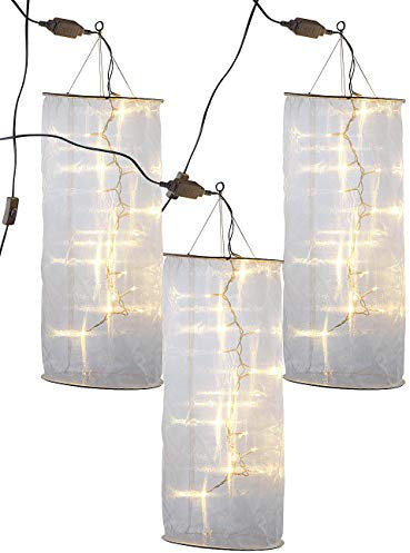 Lunartec Dekorations-Beleuchtung: 3er-Set Organza-Lichterschlauch-Skulpturen mit 20 LEDs, 60 cm (Lichtschlauch für Weihnachten, LED-Lampion zum Aufhängen, Stoff Lichterkette)