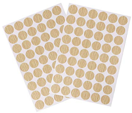 sourcing map 2 Blatt 108St Schraubenloch Aufkleber Selbstklebend 21mm Eiche | PC-132, für Möbel, Dmr
