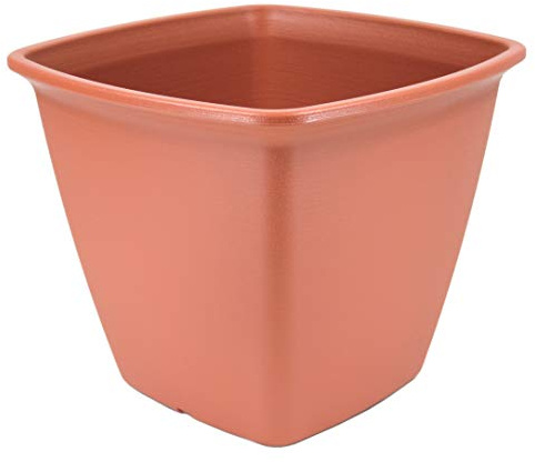 Iris Ohyama, Pot pour plantes jardinière carrée avec système de drainage/réservation de l'eau pour le jardinage - Square Plant Pot 360, Marron
