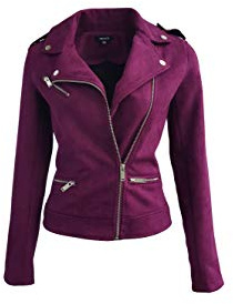 ODCOCD Faux Suede Jacket for Women Long Sleeve Zipper Up Casual Outwear (CA/US, Alpha, Small, Regular, Regular, Purple)