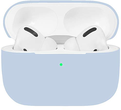 Airpods Pro Hülle, Watruer Protective Ultra-Thin Soft Silicone Stoßfeste rutschfeste Schutzzubehör Hülle für Apple Airpods 3 Ladekoffer - Hellblau