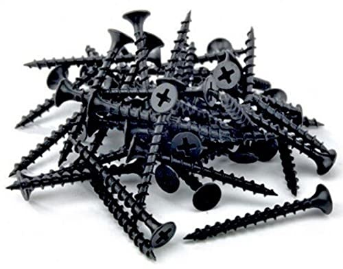 100 x 25mm Screws Black for Wood Corse Screw Plasterboard Drywall Black Phosphate